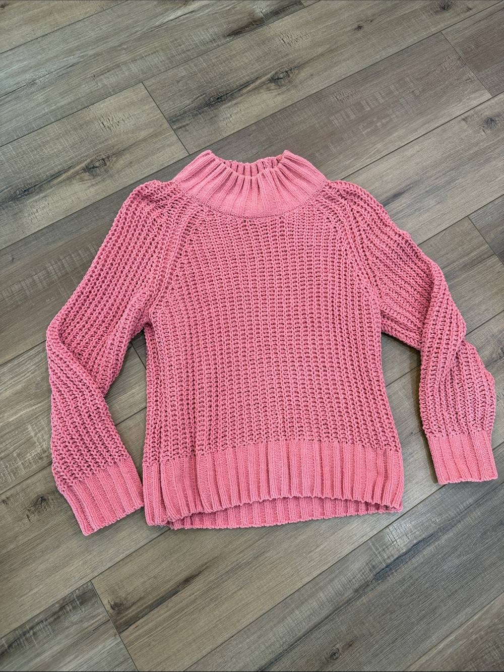 Cozy Pink Chunky Ribbed Turtleneck Sweater